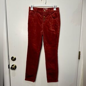 Loft Modern Skinny Corduroy Burnt Orange Pants High Rise Skinny Button Fly Size2